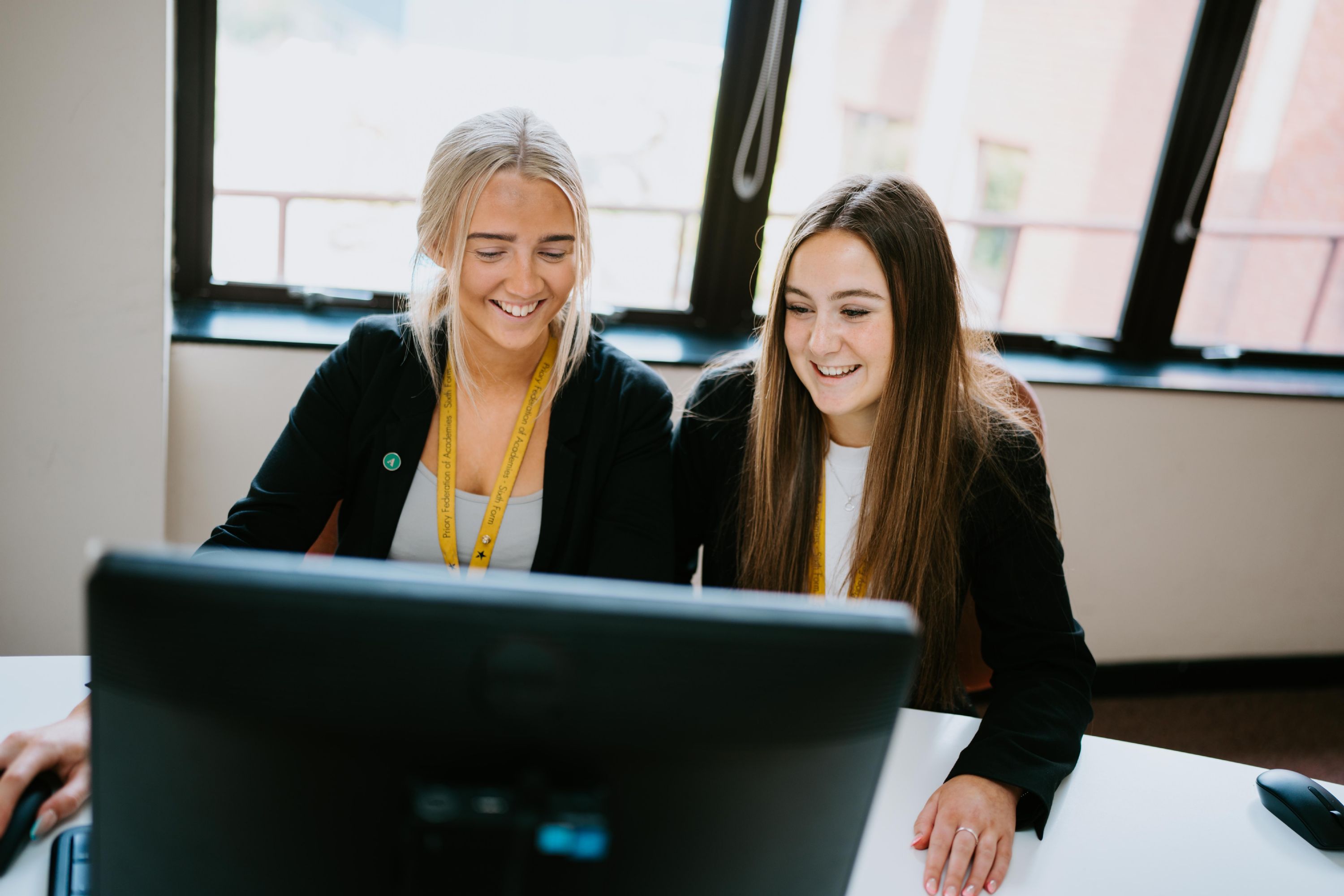 Two students working on a project